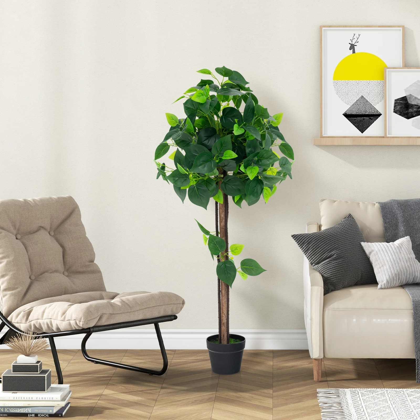 Art plant 114 cm Artificial plant Hydrangea tree green plants with realistic leaves & wood trunk artificial tree with pot