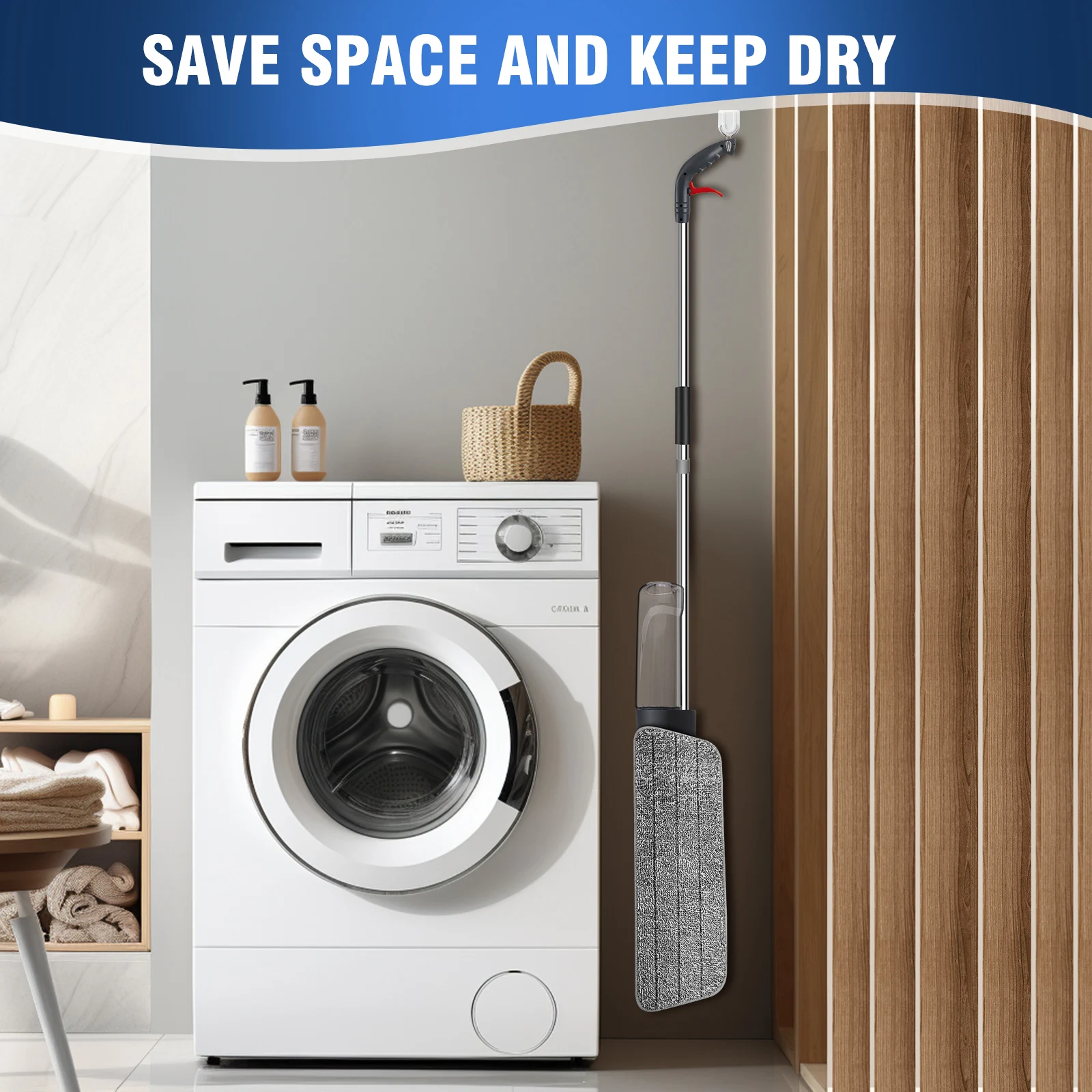 Wet and Dry Spray Mop Floor Wiper,with 3 Washable Microfibre Pads and 700ML Refill Bottle, 360° Swivel Head.