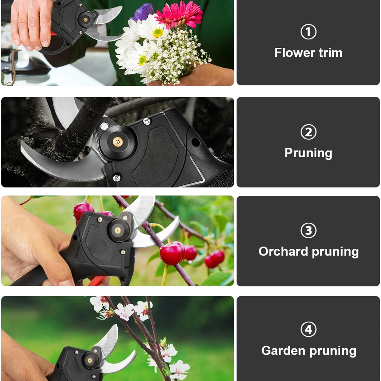1200W 25mm Cordless Electric Pruner Pruning Shears Fruit Tree Bonsai Pruning Branches Cutter Handheld Power Tool With 2pcs 21V