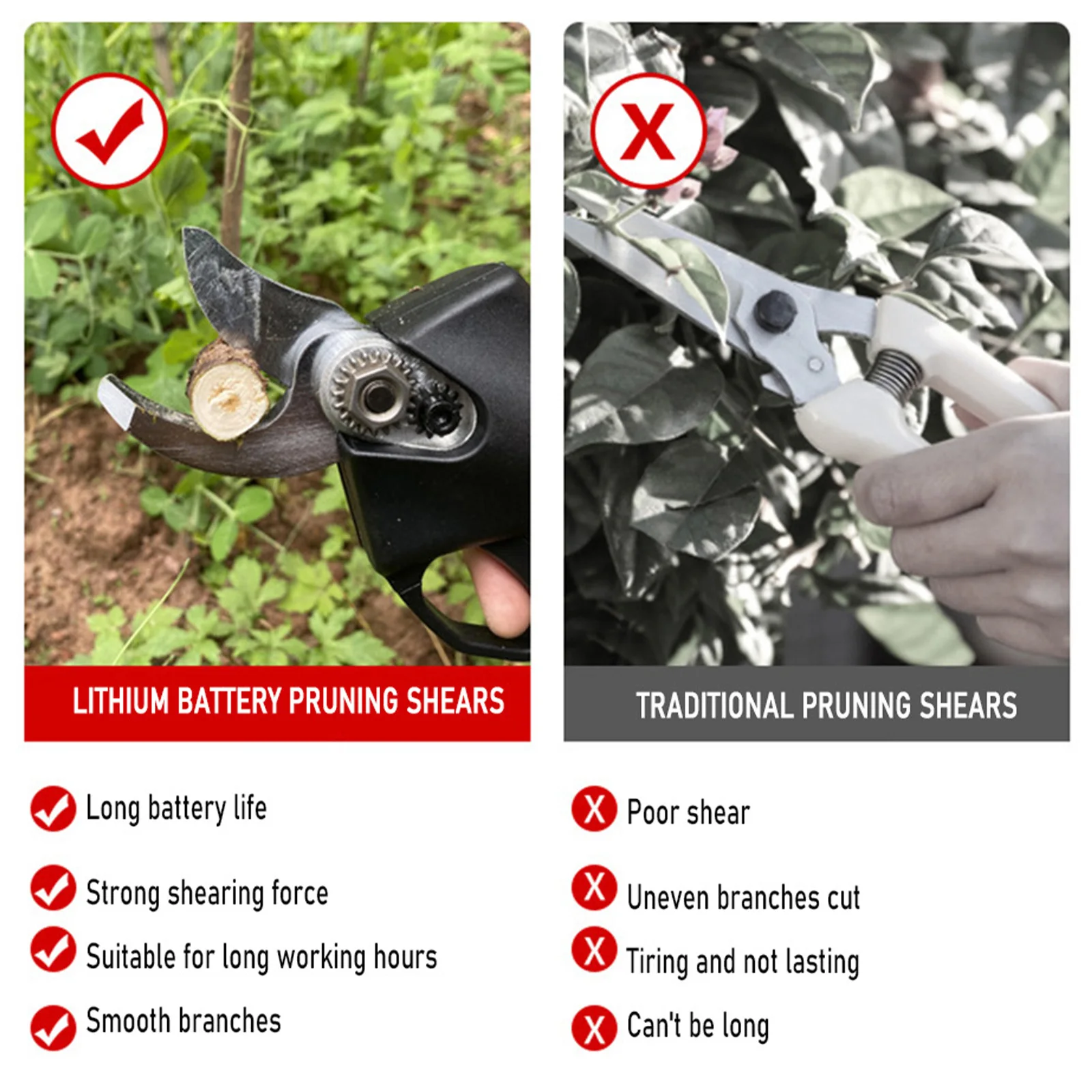 1200W 25mm Cordless Electric Pruner Pruning Shears Fruit Tree Bonsai Pruning Branches Cutter Handheld Power Tool With 2pcs 21V