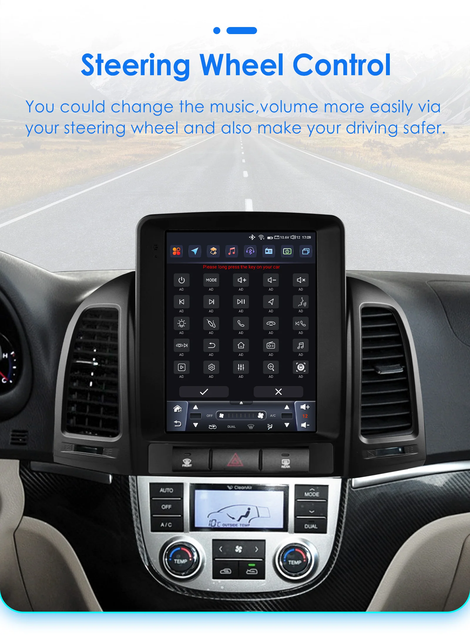 9.7inch 2DIN Android 13 Car Radio for Hyundai Santa Fe II CM 2006-2012 Multimedia Stereo VerticalScreen Carplay Panoramic Camera