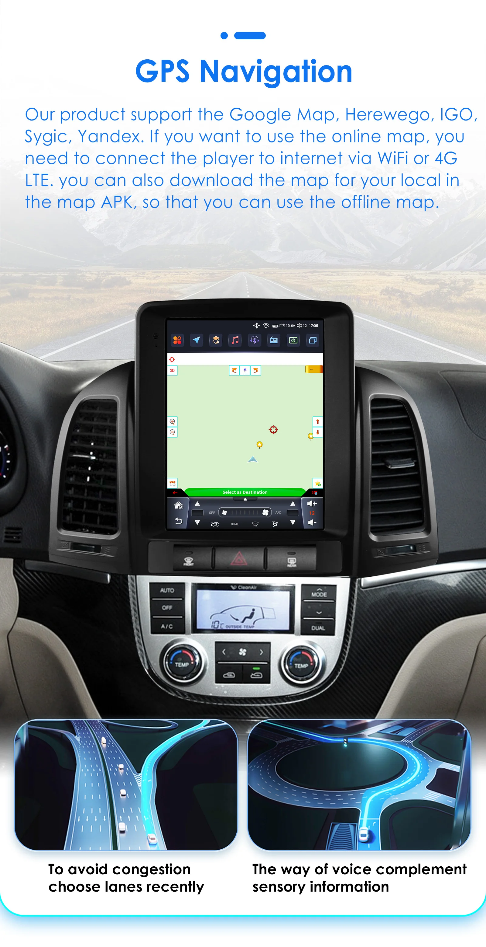 9.7inch 2DIN Android 13 Car Radio for Hyundai Santa Fe II CM 2006-2012 Multimedia Stereo VerticalScreen Carplay Panoramic Camera