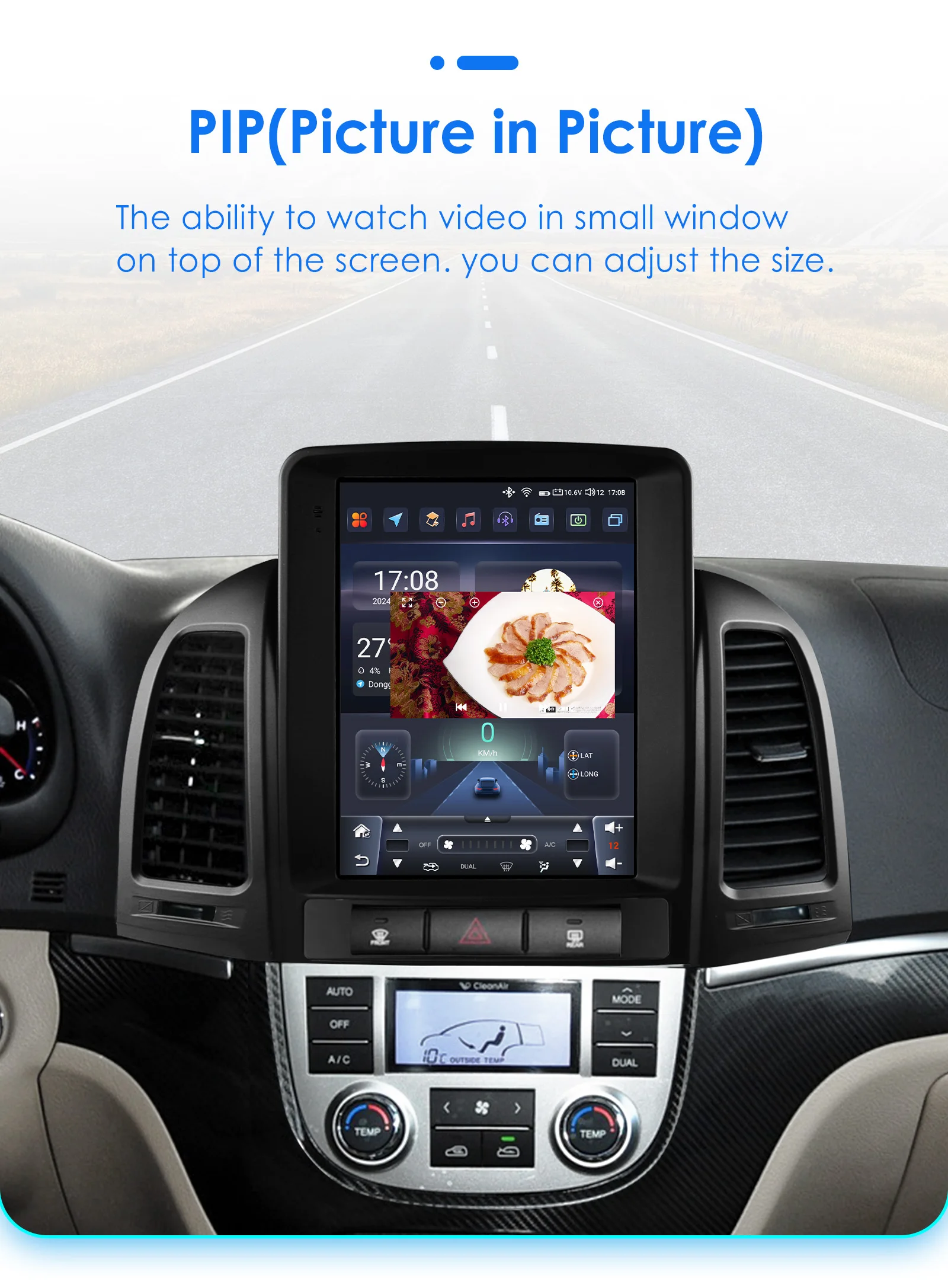 9.7inch 2DIN Android 13 Car Radio for Hyundai Santa Fe II CM 2006-2012 Multimedia Stereo VerticalScreen Carplay Panoramic Camera