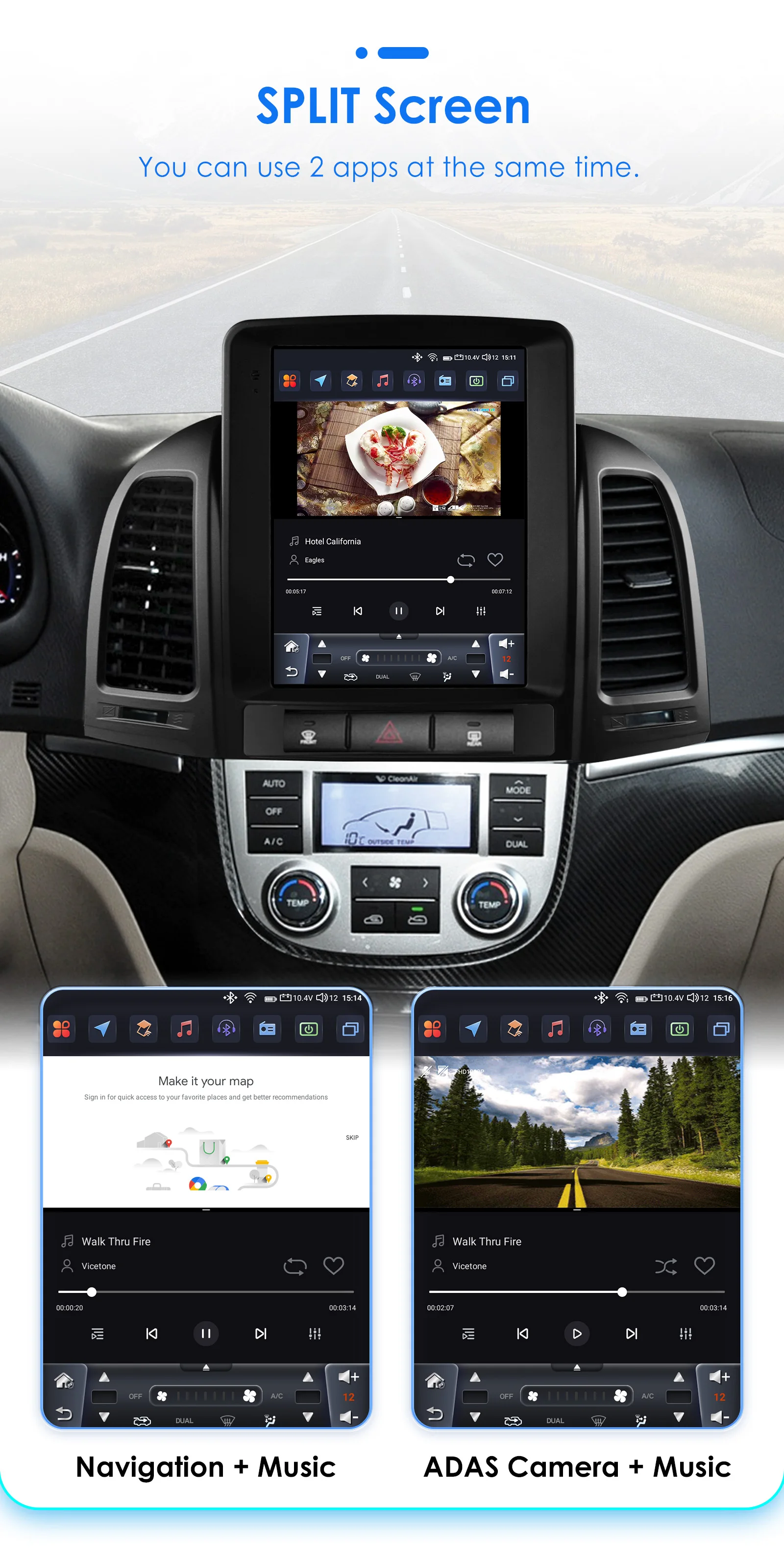 9.7inch 2DIN Android 13 Car Radio for Hyundai Santa Fe II CM 2006-2012 Multimedia Stereo VerticalScreen Carplay Panoramic Camera