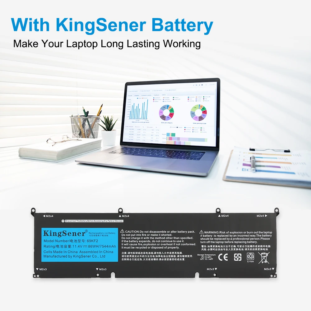 KingSener 69KF2 Laptop Battery for DELL XPS 15 9500 9510 9520 9530 Precision 5550 5560 G15 5510 5511 5520 5515 5521 G7 15 7500 P91F P87F 86WH Free Tools