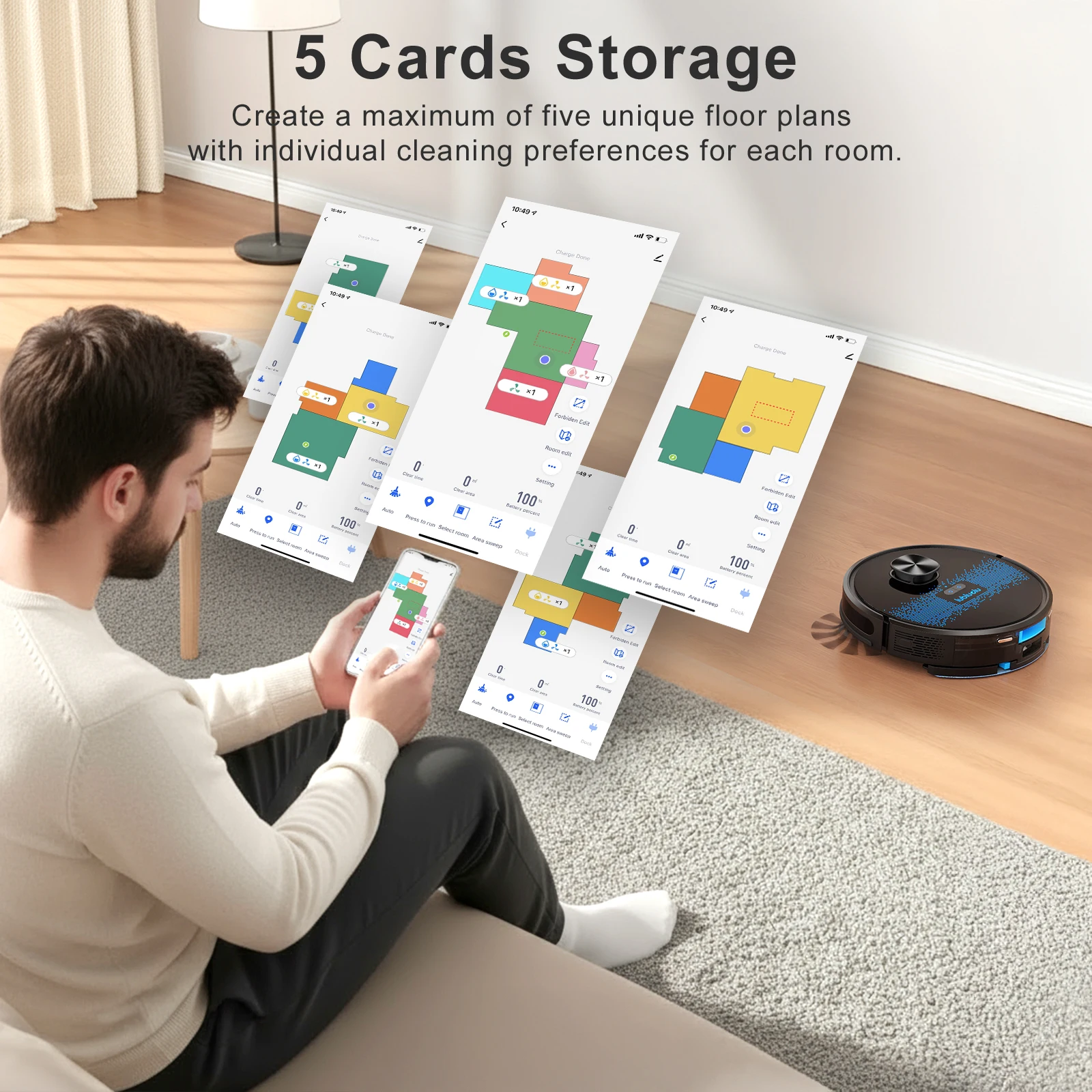 Lubluelu SL60D Robot Vacuum and Mop Combo - 4000Pa Suction, 150Mins Runtime, Quiet Operation, 10 No-Go Zones, Smart App Control