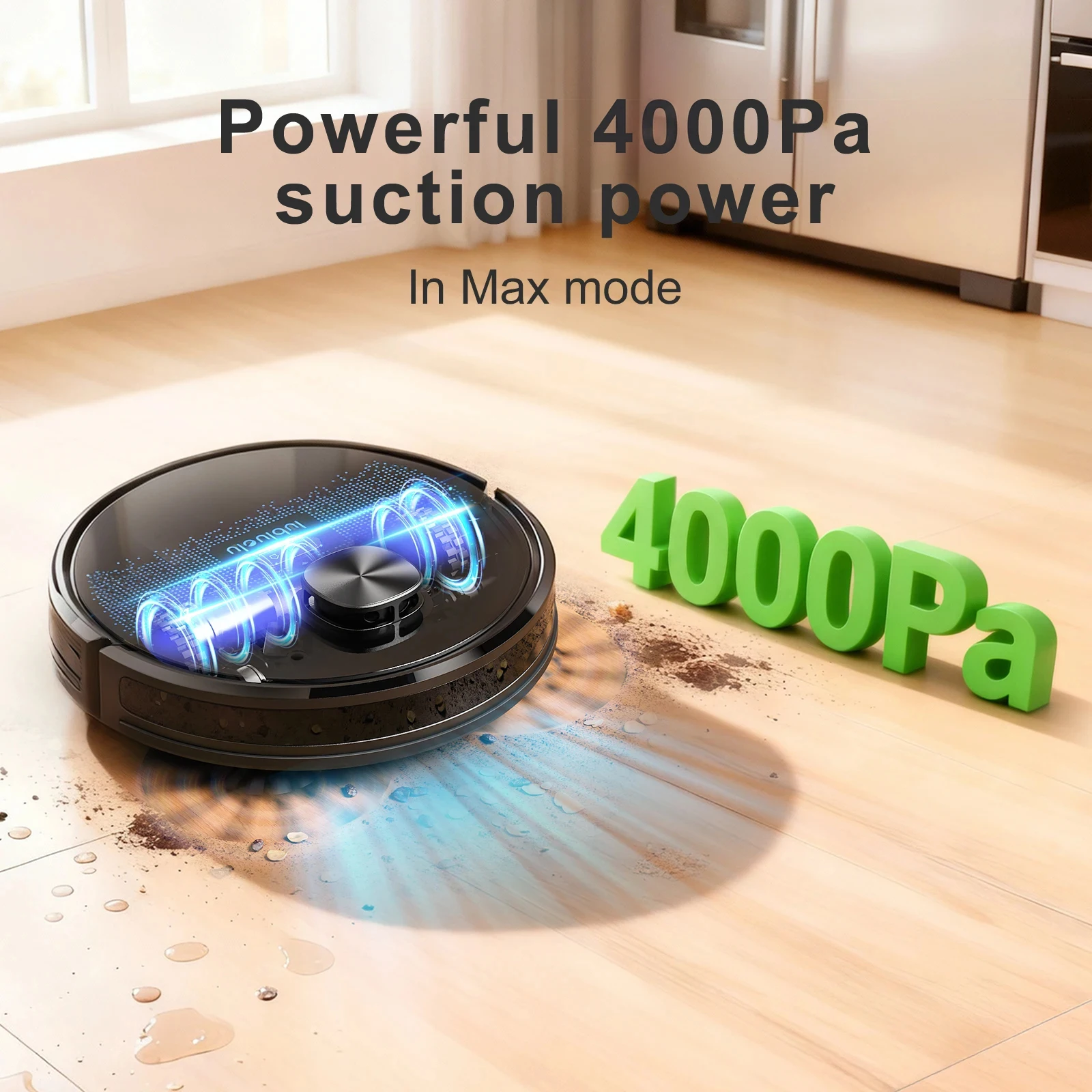 Lubluelu SL60D Robot Vacuum and Mop Combo - 4000Pa Suction, 150Mins Runtime, Quiet Operation, 10 No-Go Zones, Smart App Control