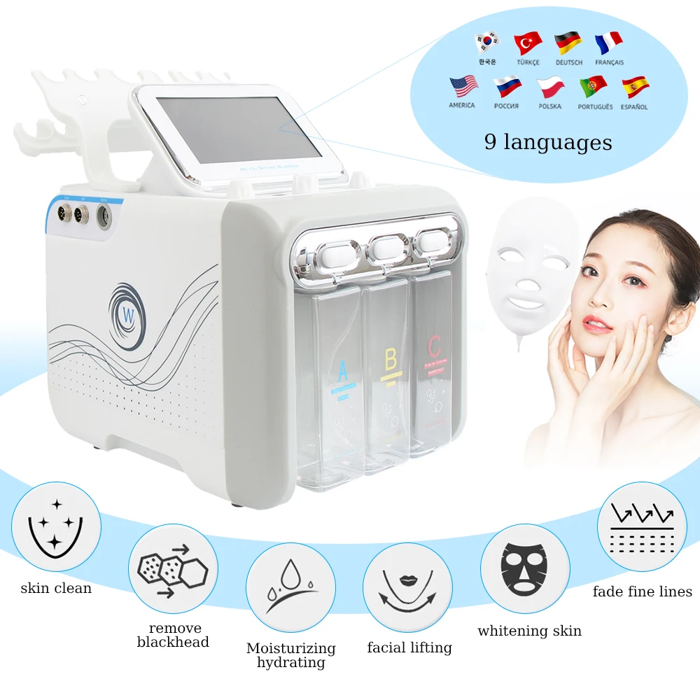 AOKO 7 in 1 H2O2 Hydro Dermabrasion Facial Machine Water Oxygen Skin Cleaning Lifting Professional Aqua Peeling Beauty Device