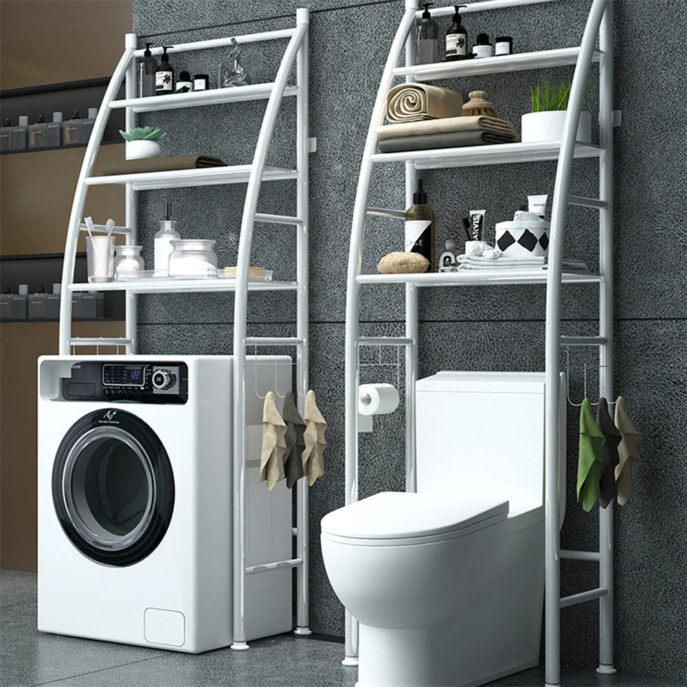 Toilet Shelves Storage Rack Bathroom Towel Rack Metal Over Freestanding Organizer Punching Free Washing Machine Storage Shelf