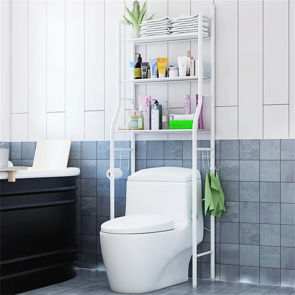 Toilet Shelves Storage Rack Bathroom Towel Rack Metal Over Freestanding Organizer Punching Free Washing Machine Storage Shelf