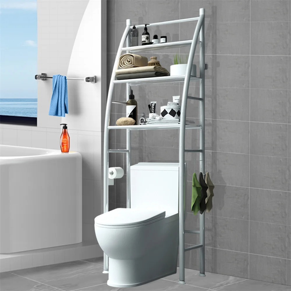 Toilet Shelves Storage Rack Bathroom Towel Rack Metal Over Freestanding Organizer Punching Free Washing Machine Storage Shelf