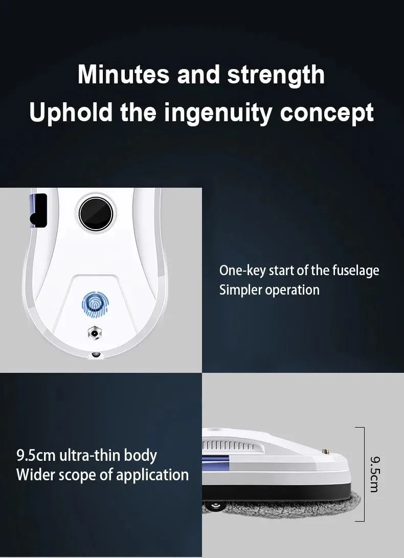 DIVEDEER Window Cleaning Robot Water Spray Ultrathin electric Window Robot Vacuum Cleaner for Home