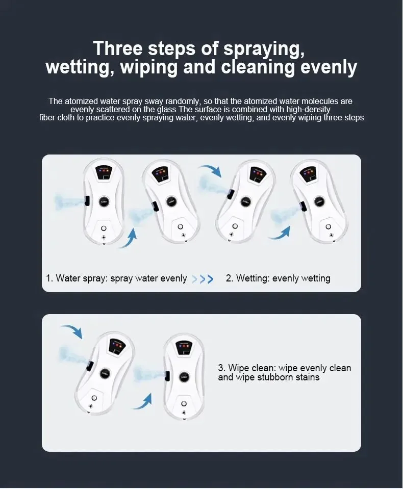 DIVEDEER Window Cleaning Robot Water Spray Ultrathin electric Window Robot Vacuum Cleaner for Home