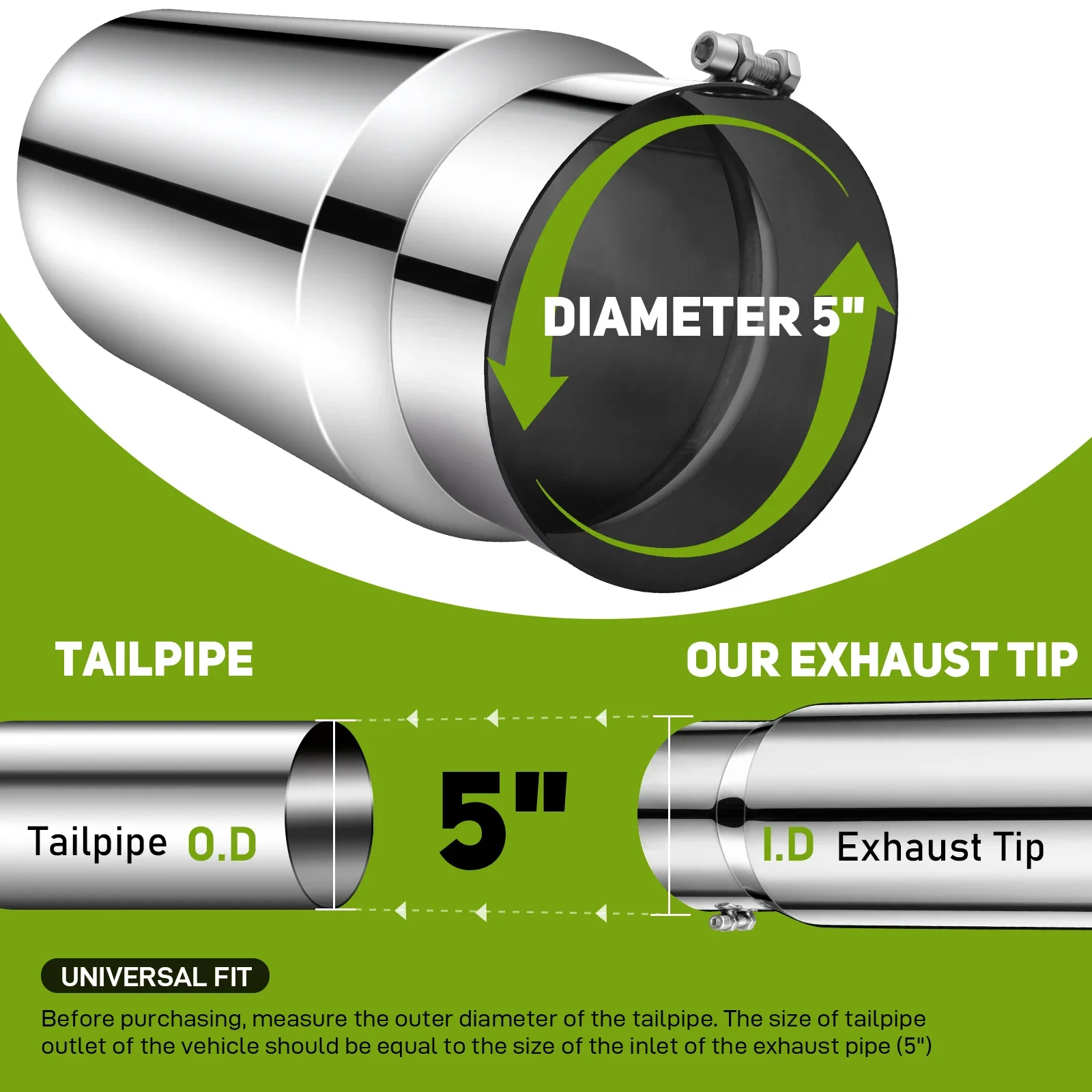 2.5" in 3.5'' out 9.5" Long Stainless Steel Bolt-On Slanted Cut Exhaust Tailpipe Tip Decoration Exhaust Tips Square End