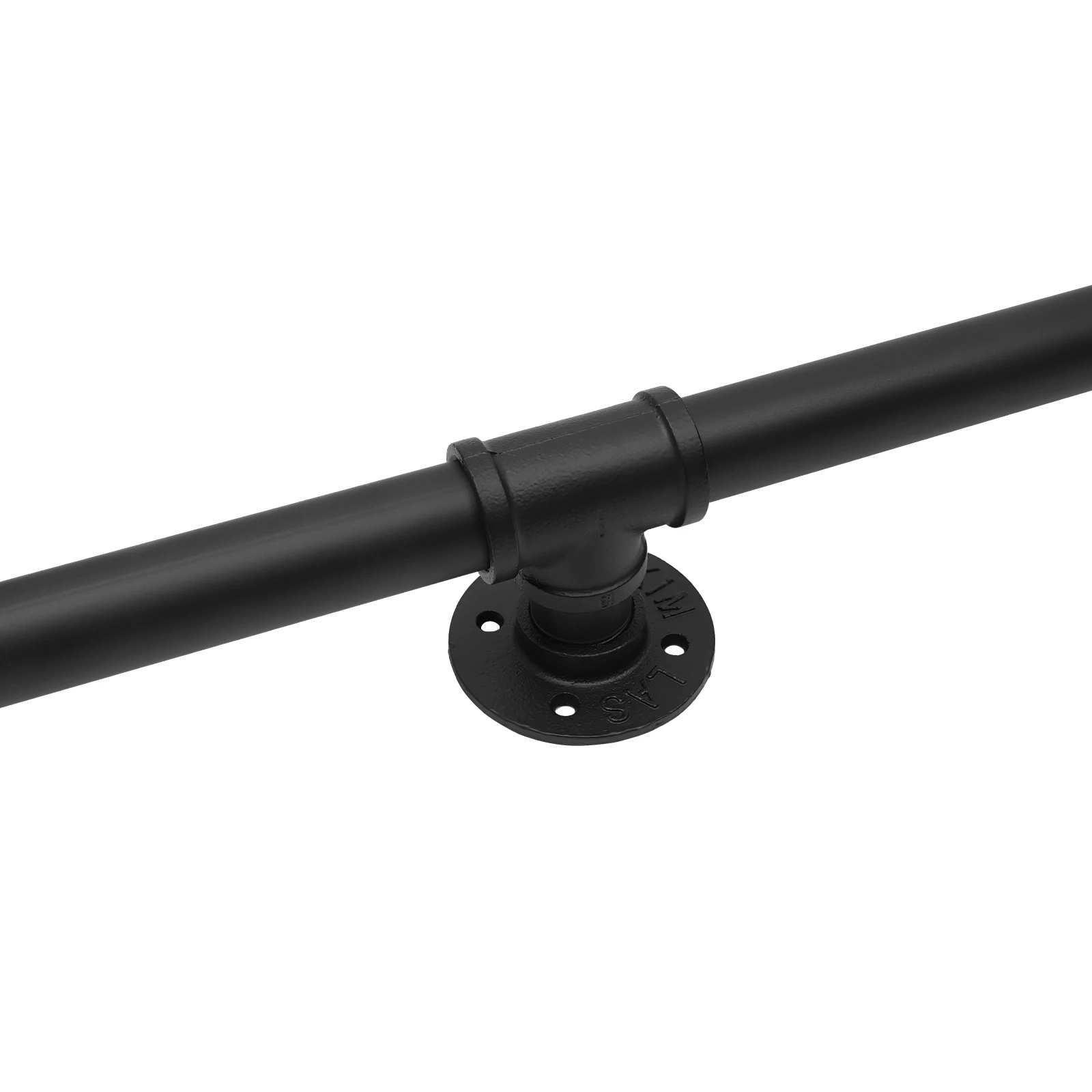 3-12FT Stair Handrail Wall Mount Metal Stair Railing Indoor And Outdoor Non-Slip Industrial Pipe Railing,Black,Round Corner