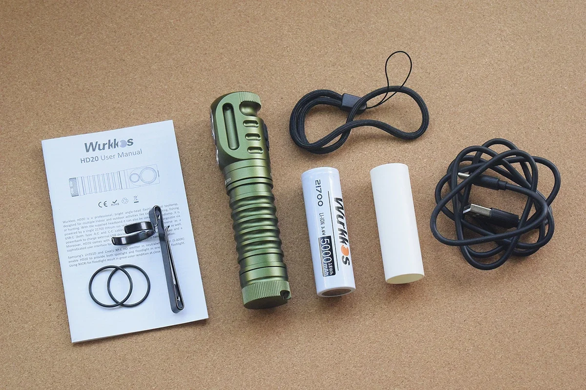 Wurkkos HD20 Headlamp Rechargeable 21700 Headlight 2000lm Dual LED USB-C Reverse Charge Magnetic Tail Work Camp Light