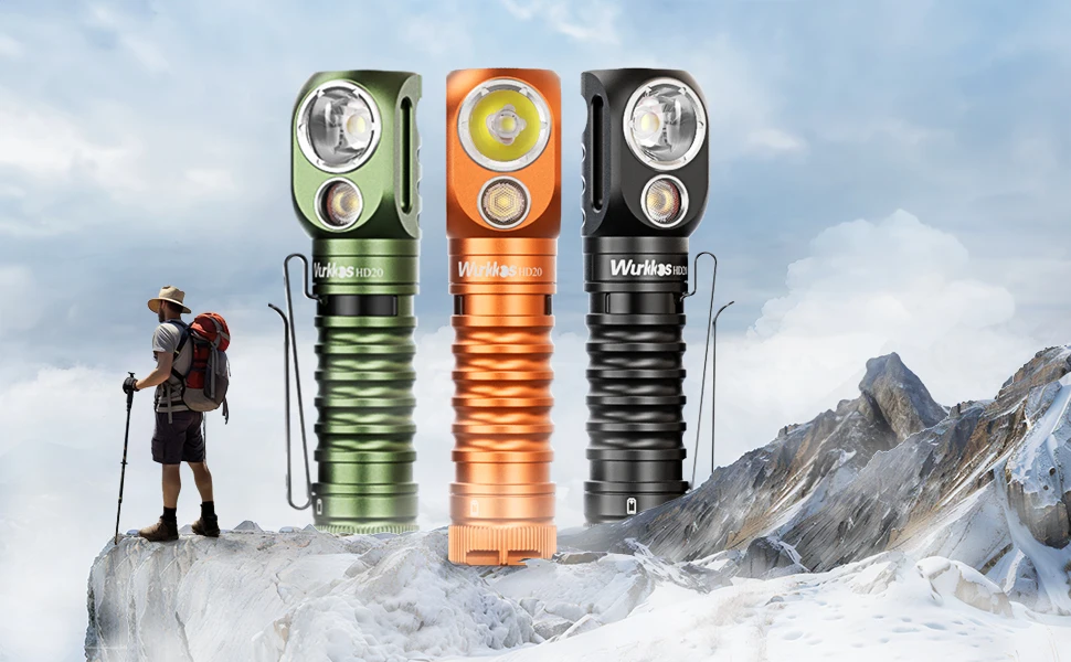 Wurkkos HD20 Headlamp Rechargeable 21700 Headlight 2000lm Dual LED USB-C Reverse Charge Magnetic Tail Work Camp Light