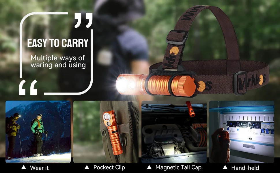 Wurkkos HD20 Headlamp Rechargeable 21700 Headlight 2000lm Dual LED USB-C Reverse Charge Magnetic Tail Work Camp Light