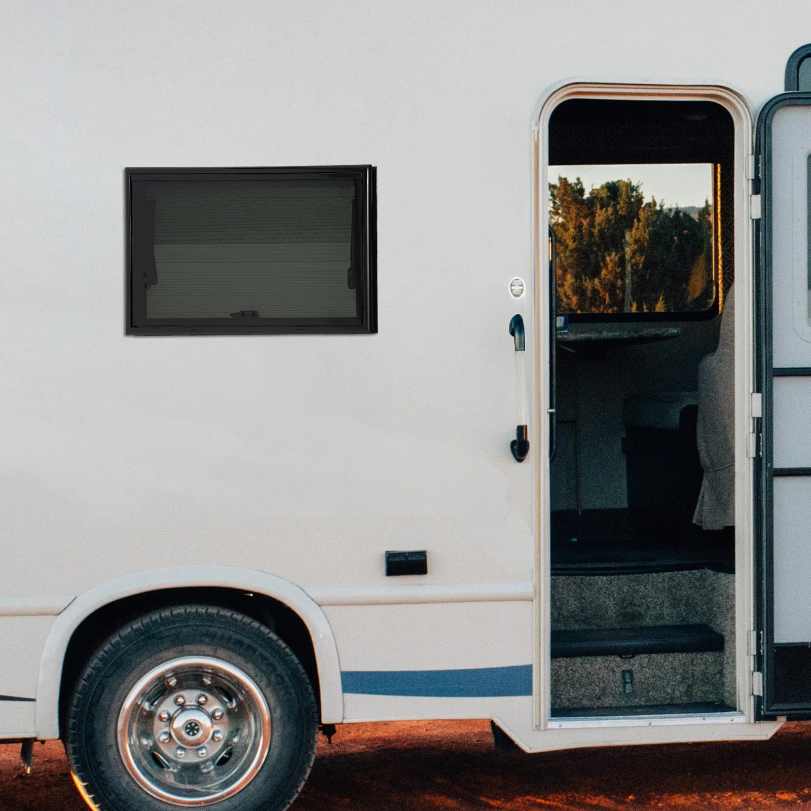 500x300mm RV Push Out Window with Rounded Corners and Straight Corners Tempered Glass RV Caravan Camper Windows With Screen