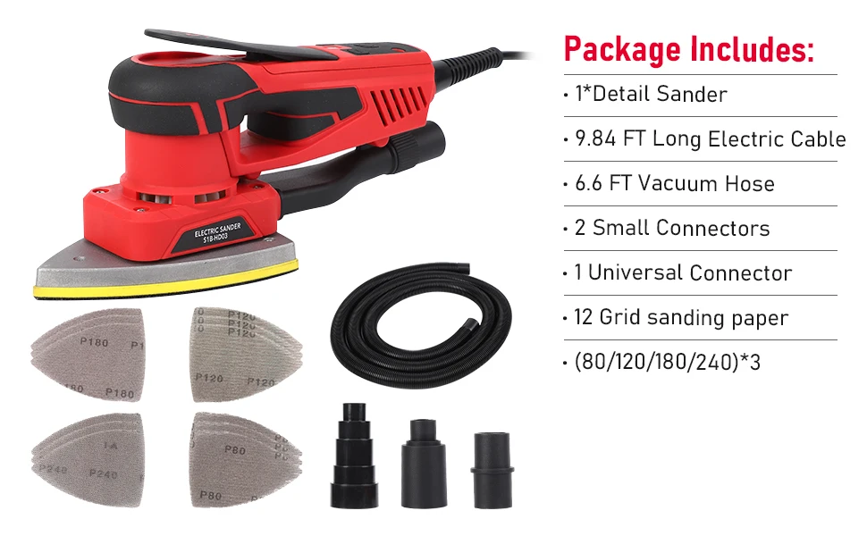 350W Electric Detail Sander with 12 Sanding Paper Brushless Motor Mouse Sander Powerful 10000 RPM For Wood Working Polishing