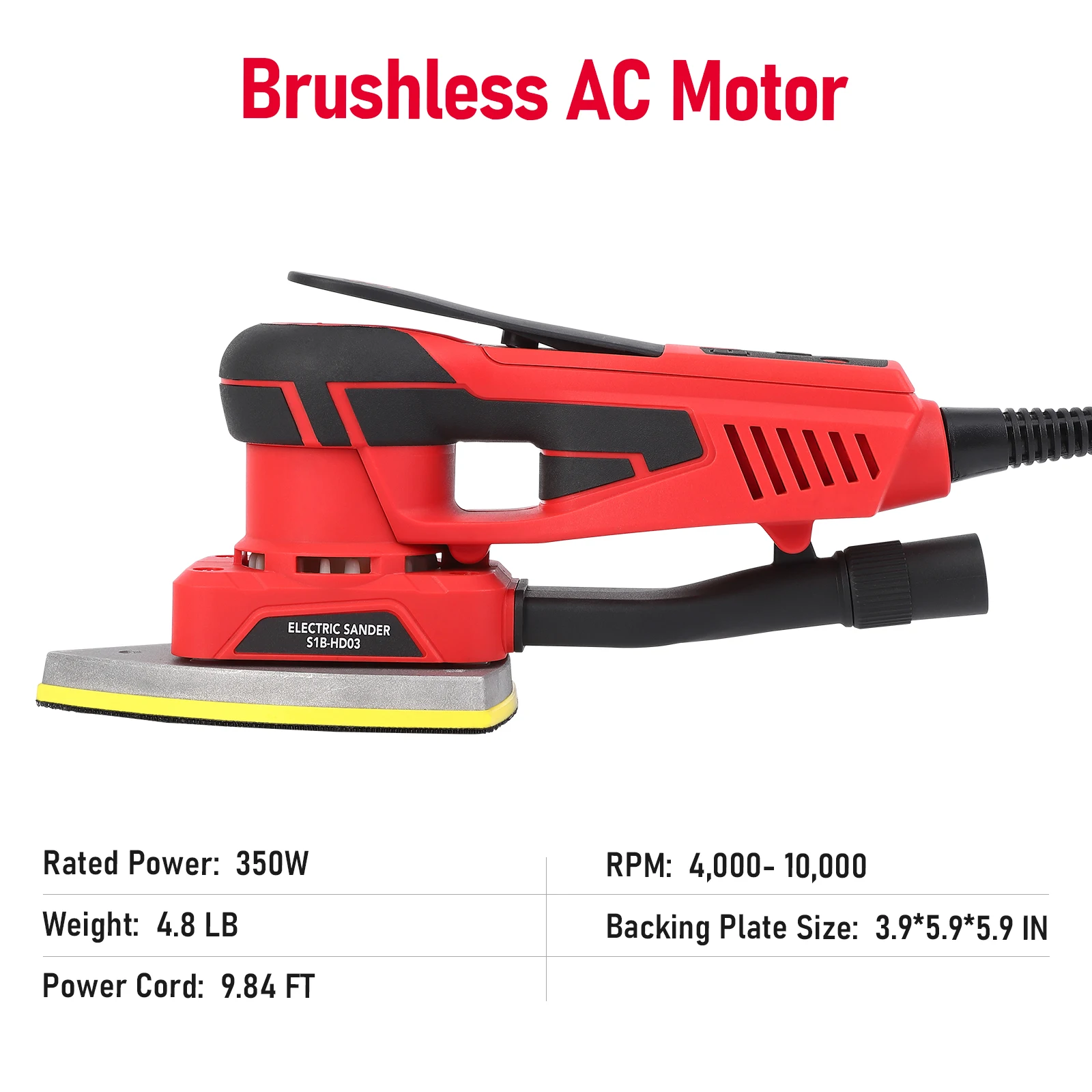 350W Electric Detail Sander with 12 Sanding Paper Brushless Motor Mouse Sander Powerful 10000 RPM For Wood Working Polishing
