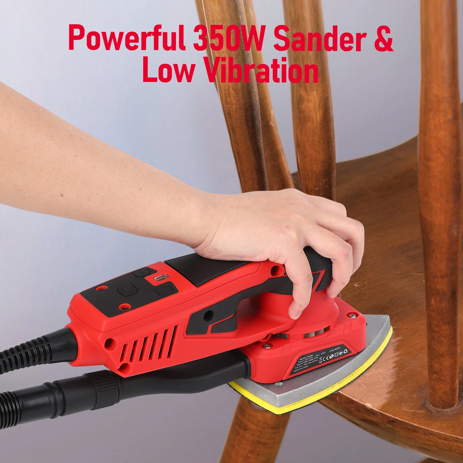 350W Electric Detail Sander with 12 Sanding Paper Brushless Motor Mouse Sander Powerful 10000 RPM For Wood Working Polishing