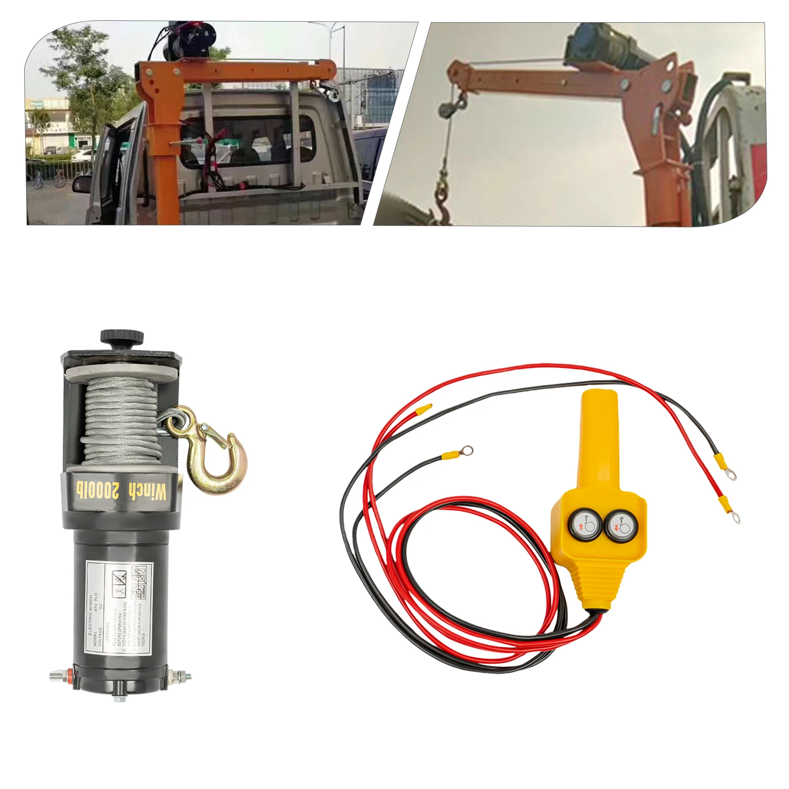 0.4KW Electric Winch DC12V, Black Electric Lifting Device IP67 Waterproof Grade