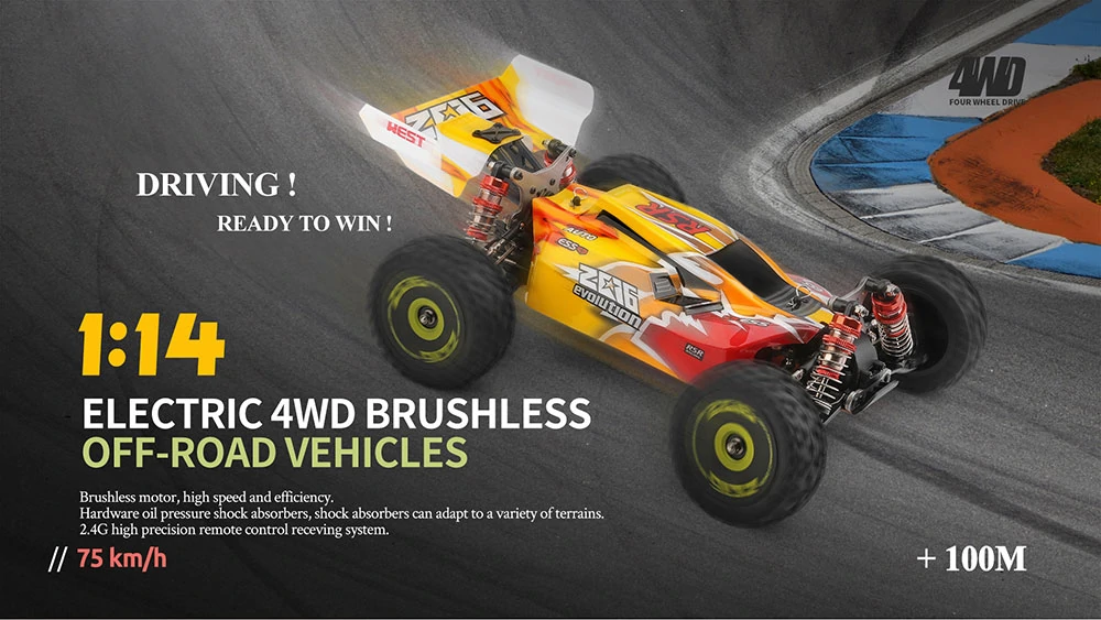 Wltoys 144010 Brushless Motor 1/14 2.4G 4WD 75km/h Brushless Motor High Speed Racing  RC Car Vehicle Models