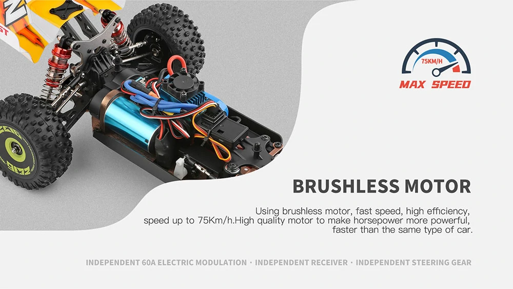 Wltoys 144010 Brushless Motor 1/14 2.4G 4WD 75km/h Brushless Motor High Speed Racing  RC Car Vehicle Models