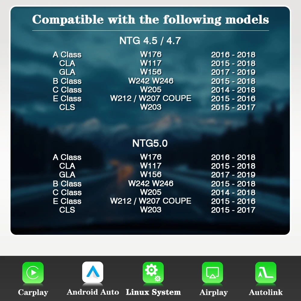 AUTOTOP Wireless CarPlay Android Adapter Box For Mercedes Benz C GLC/C/GLC/GLA Class 2013-2018 NTG 4.5/5.0 MirrorLink RearCamera