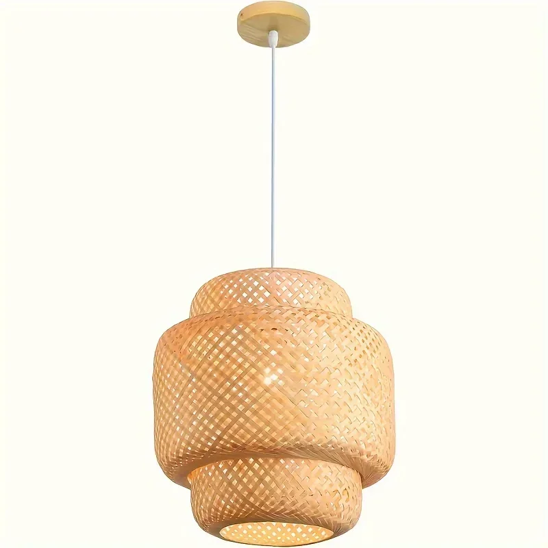 Modern Handcrafted Pendant Lights Bamboo Chandelier | CE 220V E26/E27 | Woven Shade Semi-Flush Mount