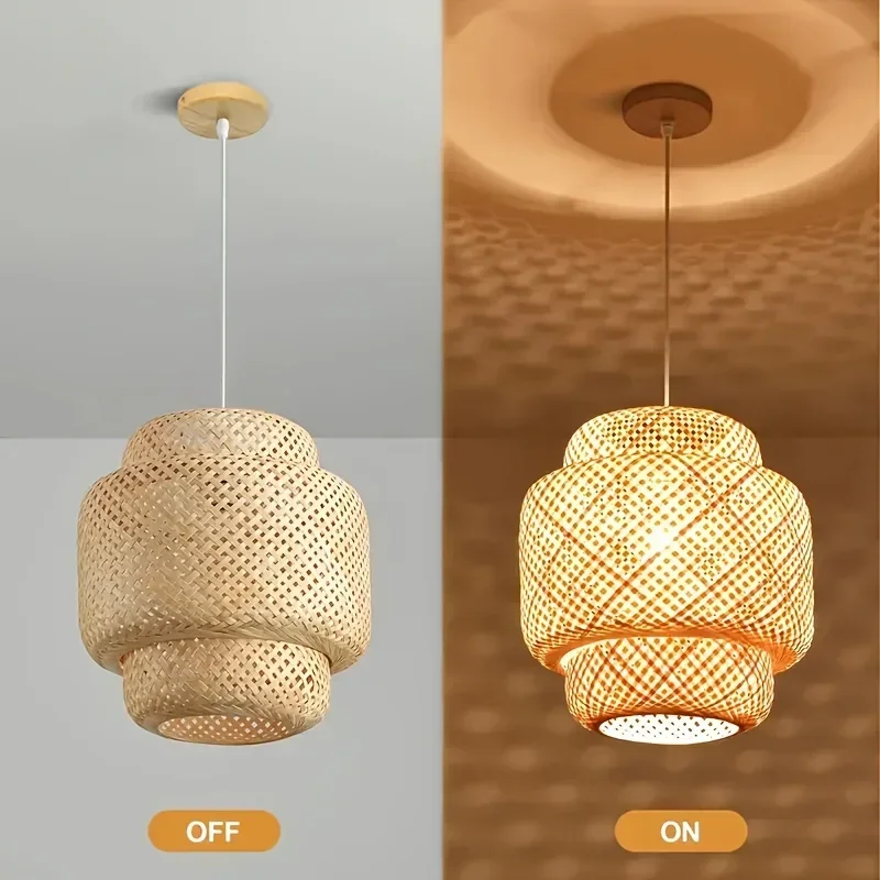 Modern Handcrafted Pendant Lights Bamboo Chandelier | CE 220V E26/E27 | Woven Shade Semi-Flush Mount