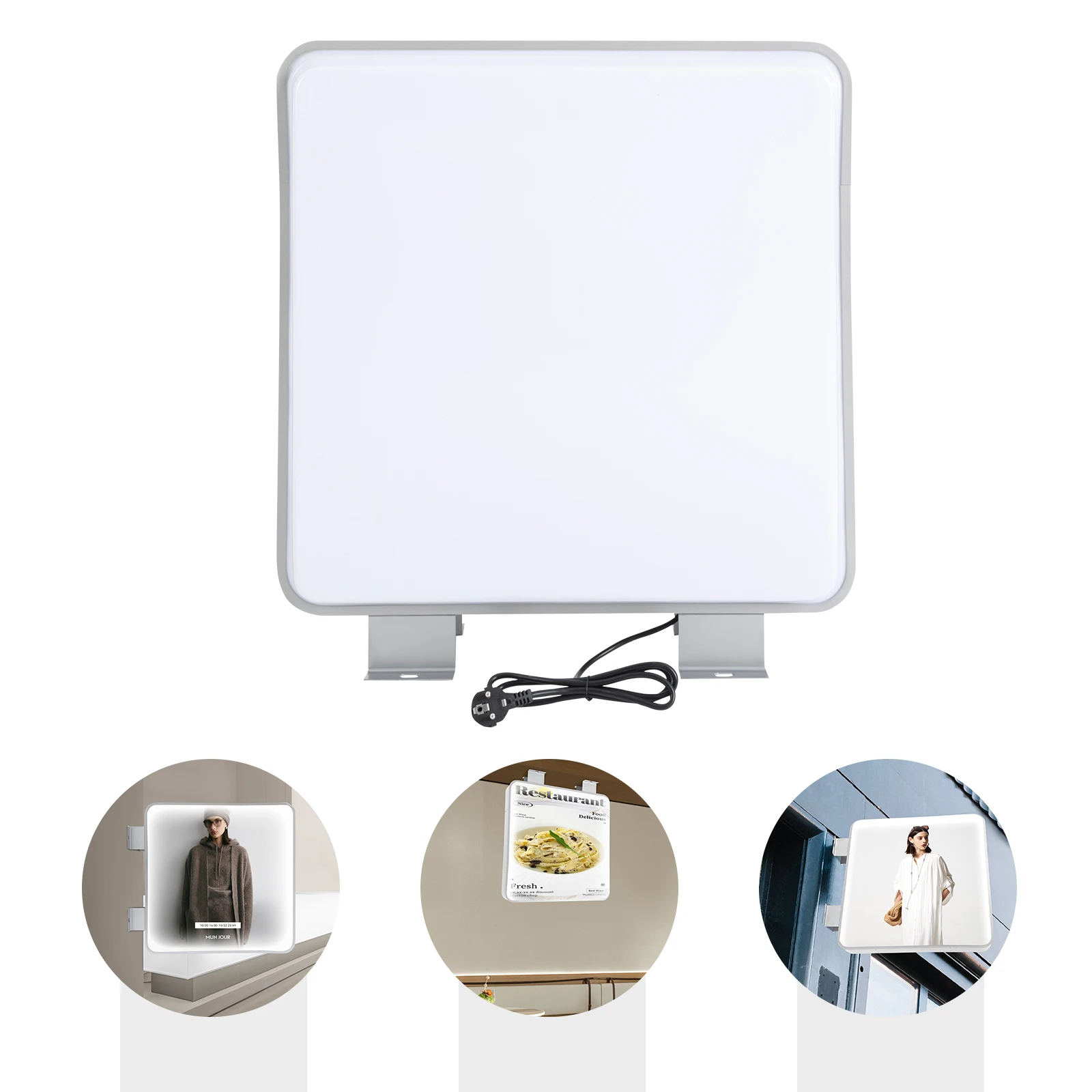 60*60*14cm 220V 16W LED Light Box Double Sided Square Waterproof 1600LM LED Light Box for Nail Salons Cafes Restaurants White