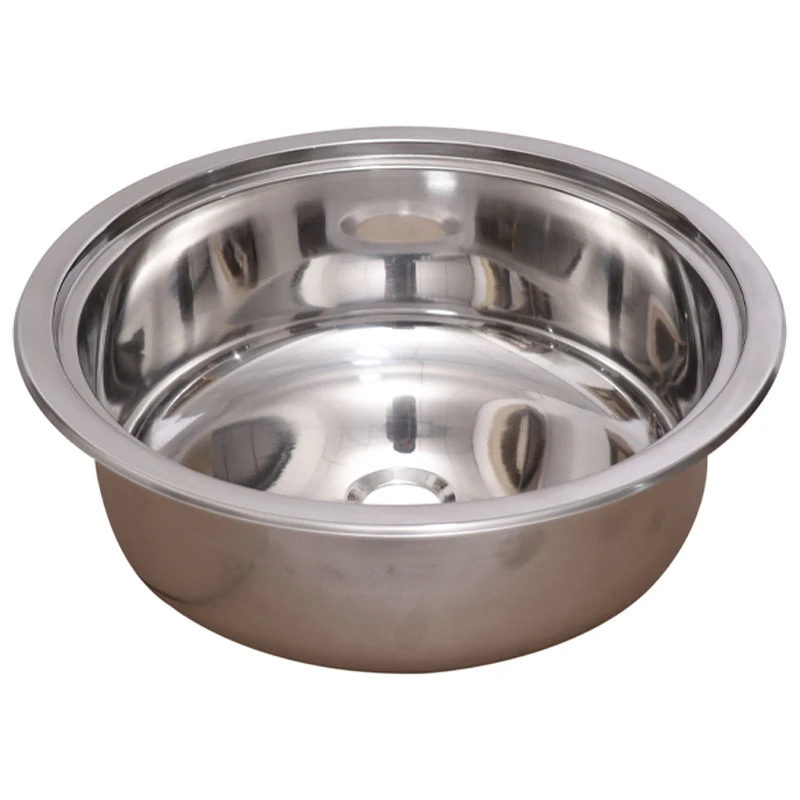 HWHONGRV Stainless Steel RV Round Kitchen Sink - 1 Bowl 365 X 365mm with PP Cutting Board Included - Durable and Easy to Clean