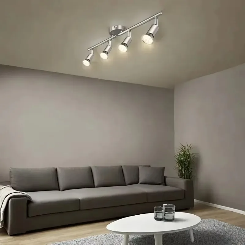 GU10 4-Arm Rotatable Dimmable LED Chandelier, Recessed Modern Ceiling Fixture for Kitchen Living Room Bedroom Indoor