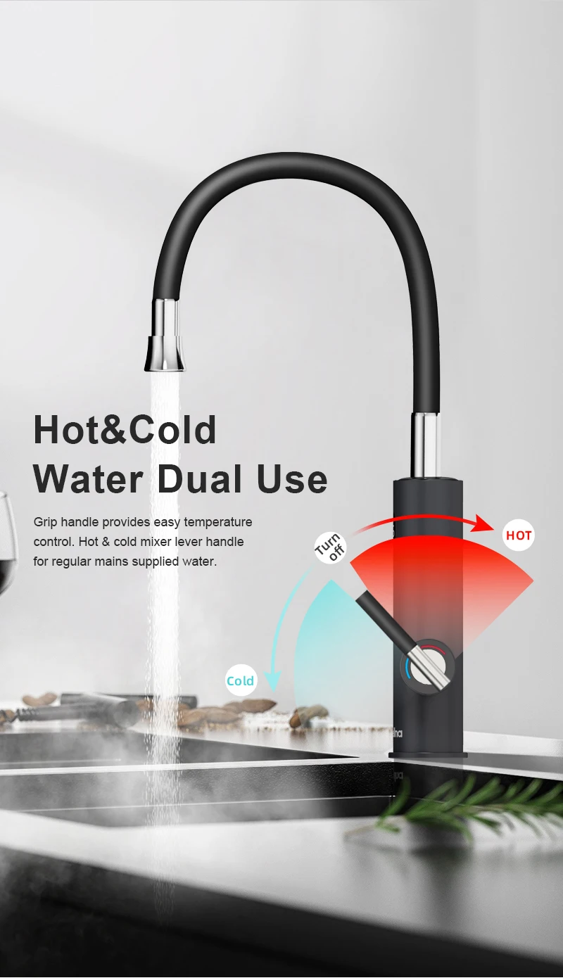 Briwellna Electric Faucet With Universal Spout Water Heater 220V Heating Tap Instant Water Heater Stainless Steel Faucet Geyser