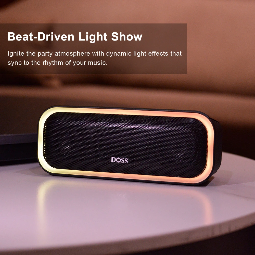 DOSS 20W Bluetooth Speaker Wireless 5.0 Powerful Stereo Sound Extra Bass Sound Box TWS Pairing IPX6 Waterproof Portable Speakers