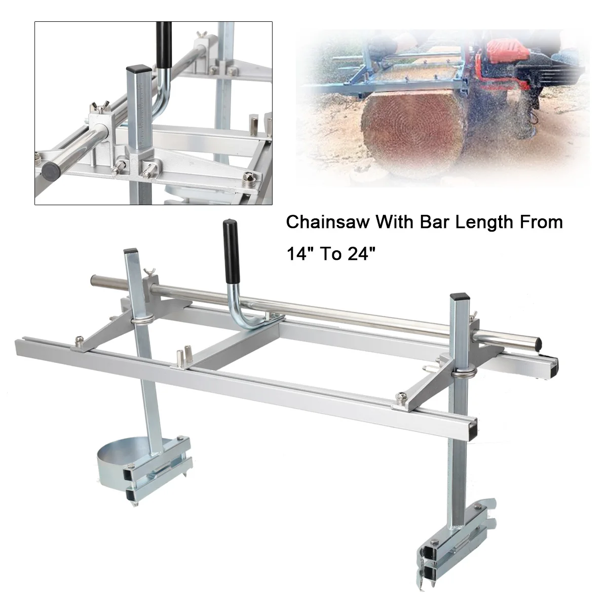 Chainsaw Mill Planking Milling 24 Inch Guide Bar Wood Lumber Cutting Portable Sawmill Aluminum Steel Chain Saw Mill