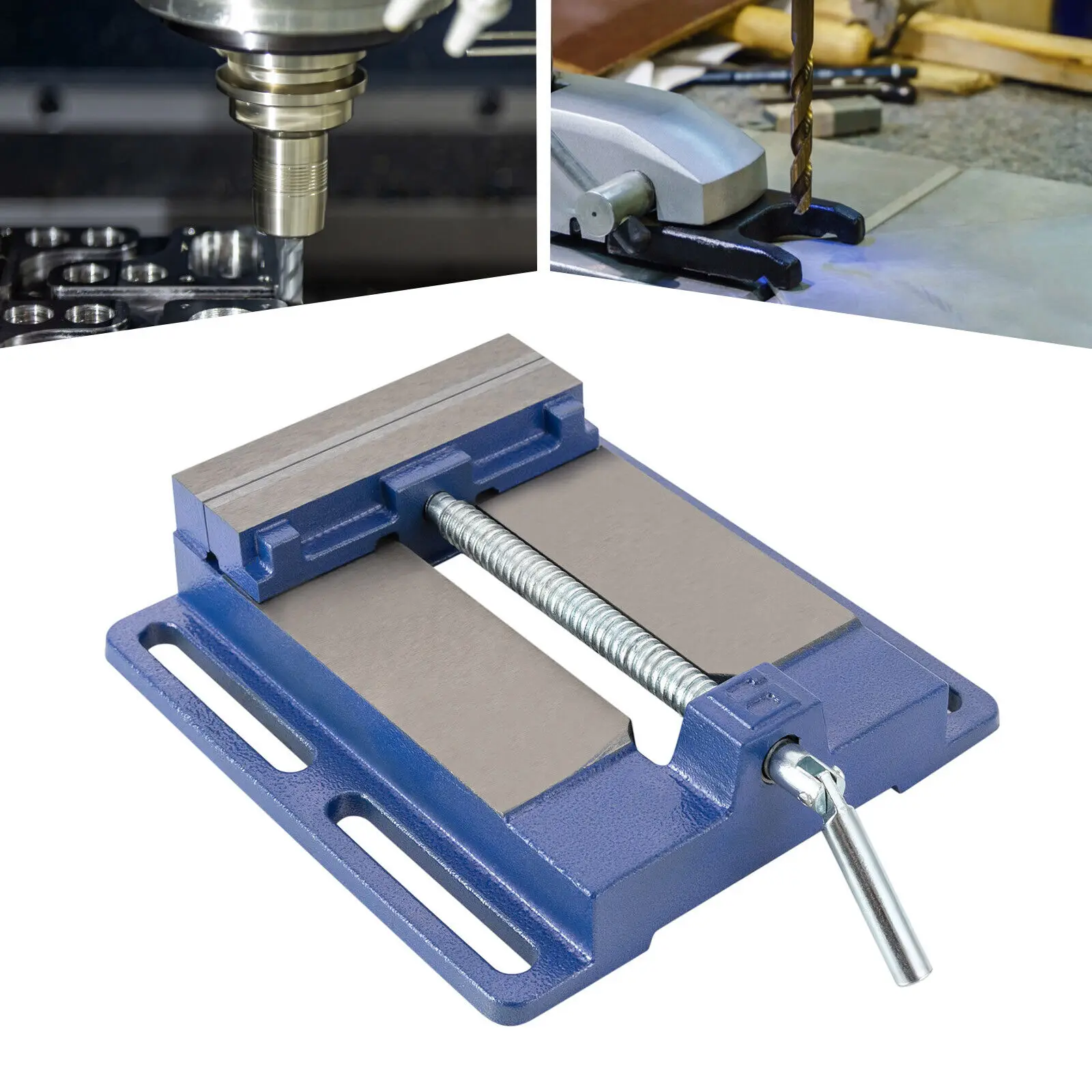 6'' 145mm Heavy Duty Cast Iron Drill Press Vice Bench Vise Clamp W/ T-Handle Lever Precision Milling Machine Adjustable Jaws