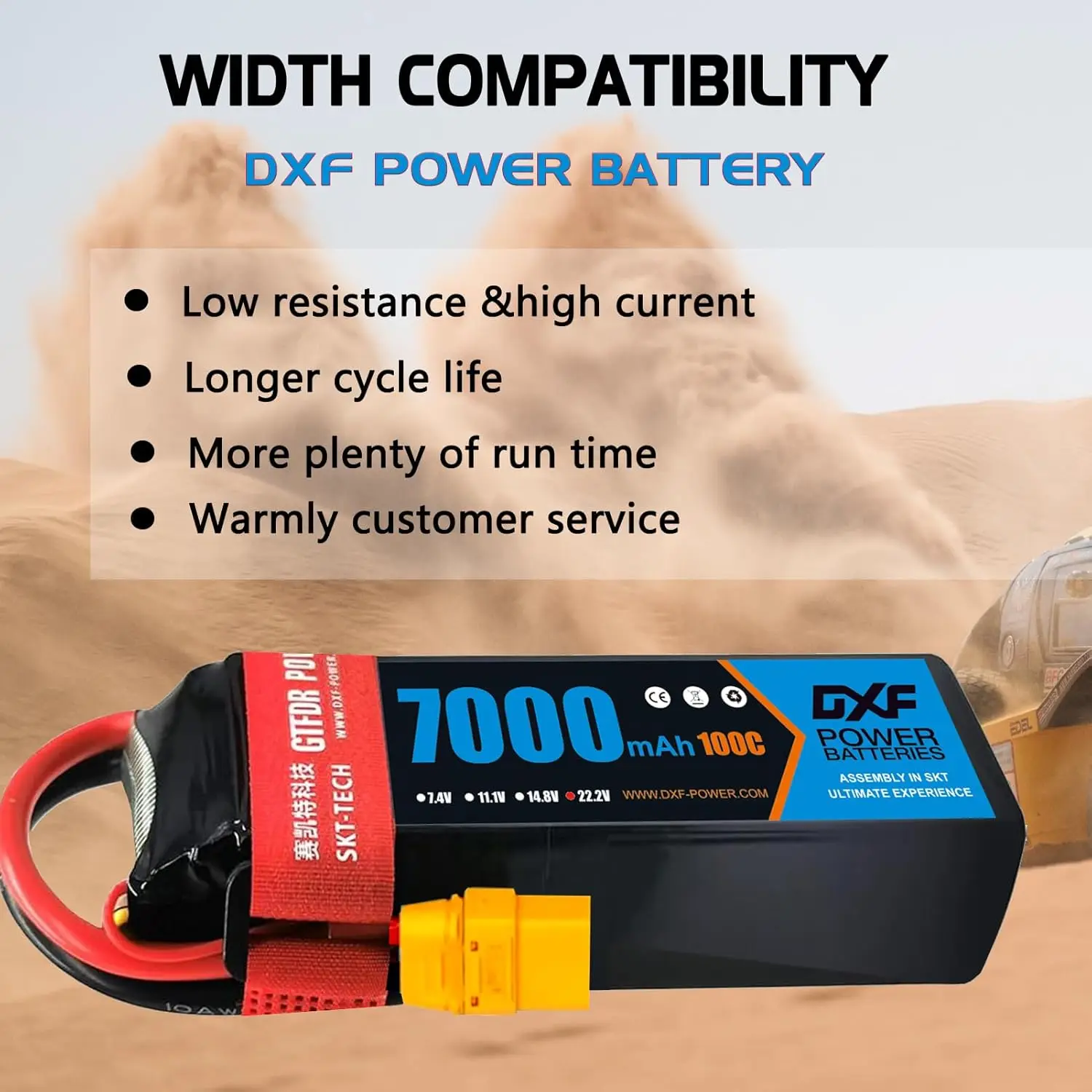 DXF 6S Lipo Battery 22.2V 7000mAh 100C Soft Case Battery with XT90 Connector for Car Truck Tank RC Buggy Truggy Racing Hobby