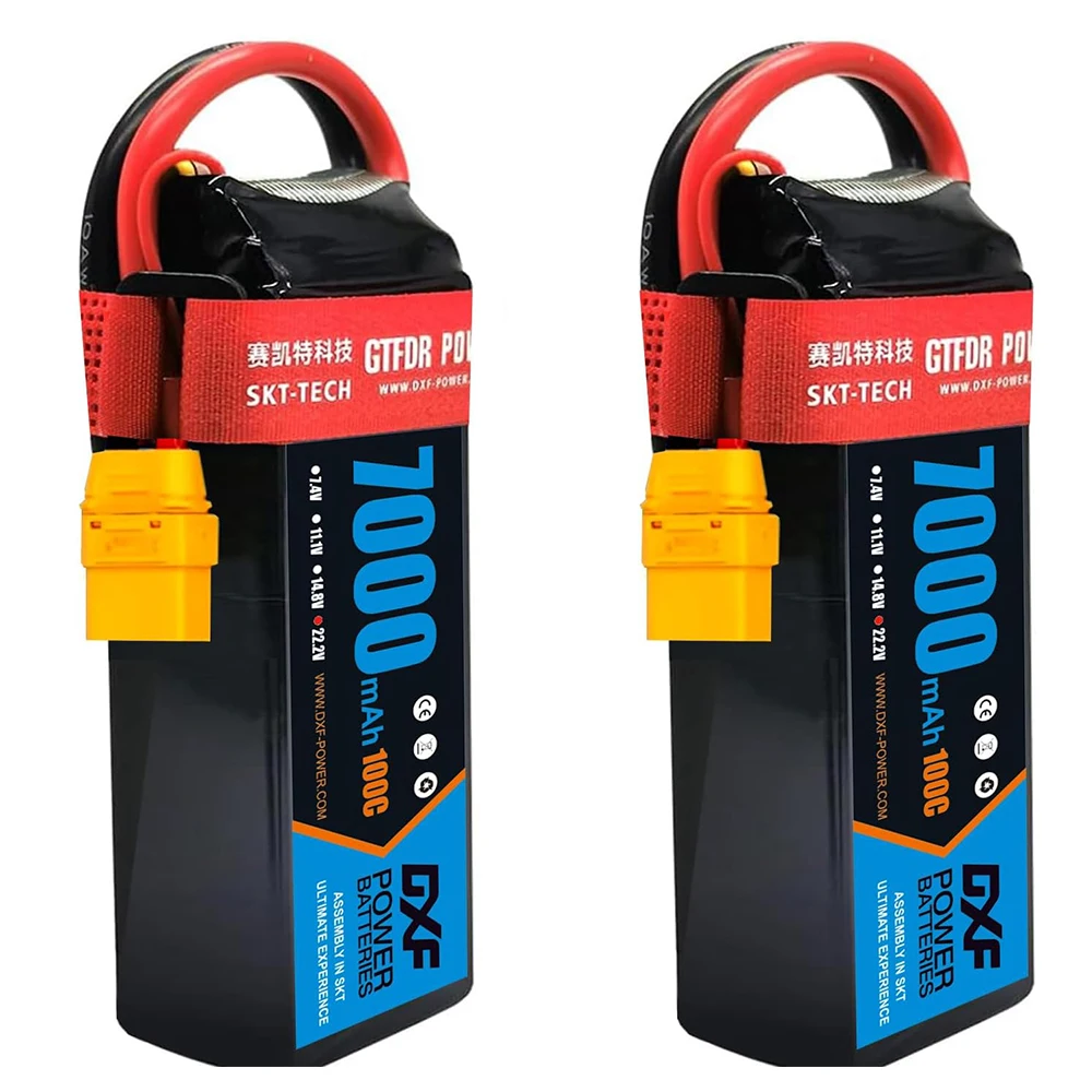 DXF 6S Lipo Battery 22.2V 7000mAh 100C Soft Case Battery with XT90 Connector for Car Truck Tank RC Buggy Truggy Racing Hobby