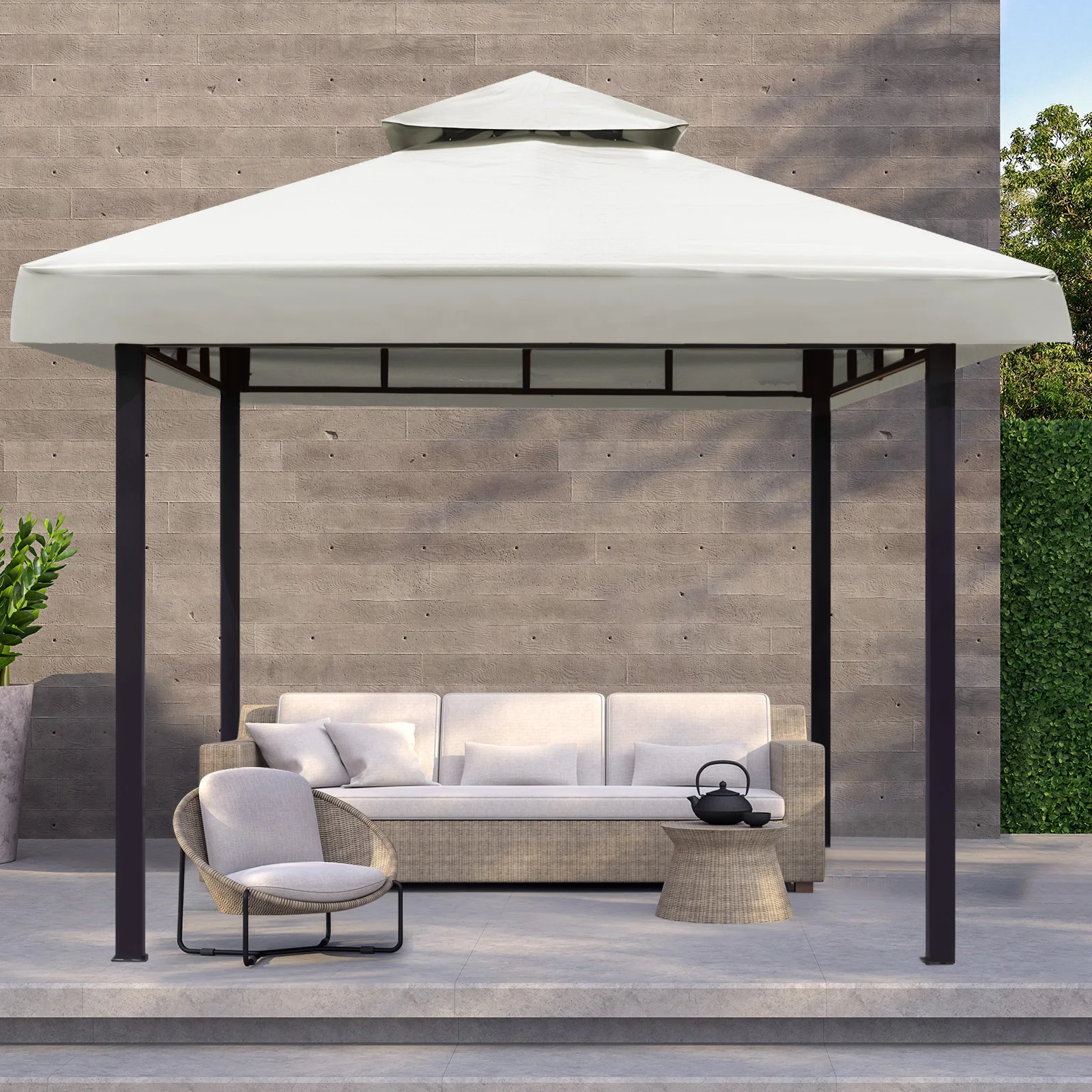 3x3m Thicken Waterproof Replacement Top Canopy Cover Double Gazebo Roof Covers for Yard Patio Garden