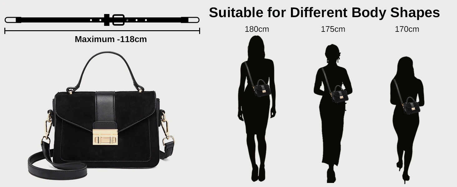 Miss Lulu WOMEN'S shoulder bag Medium Faux Leather & Suede Vintage Flap Crossbody Bag Oval Metal Ornate