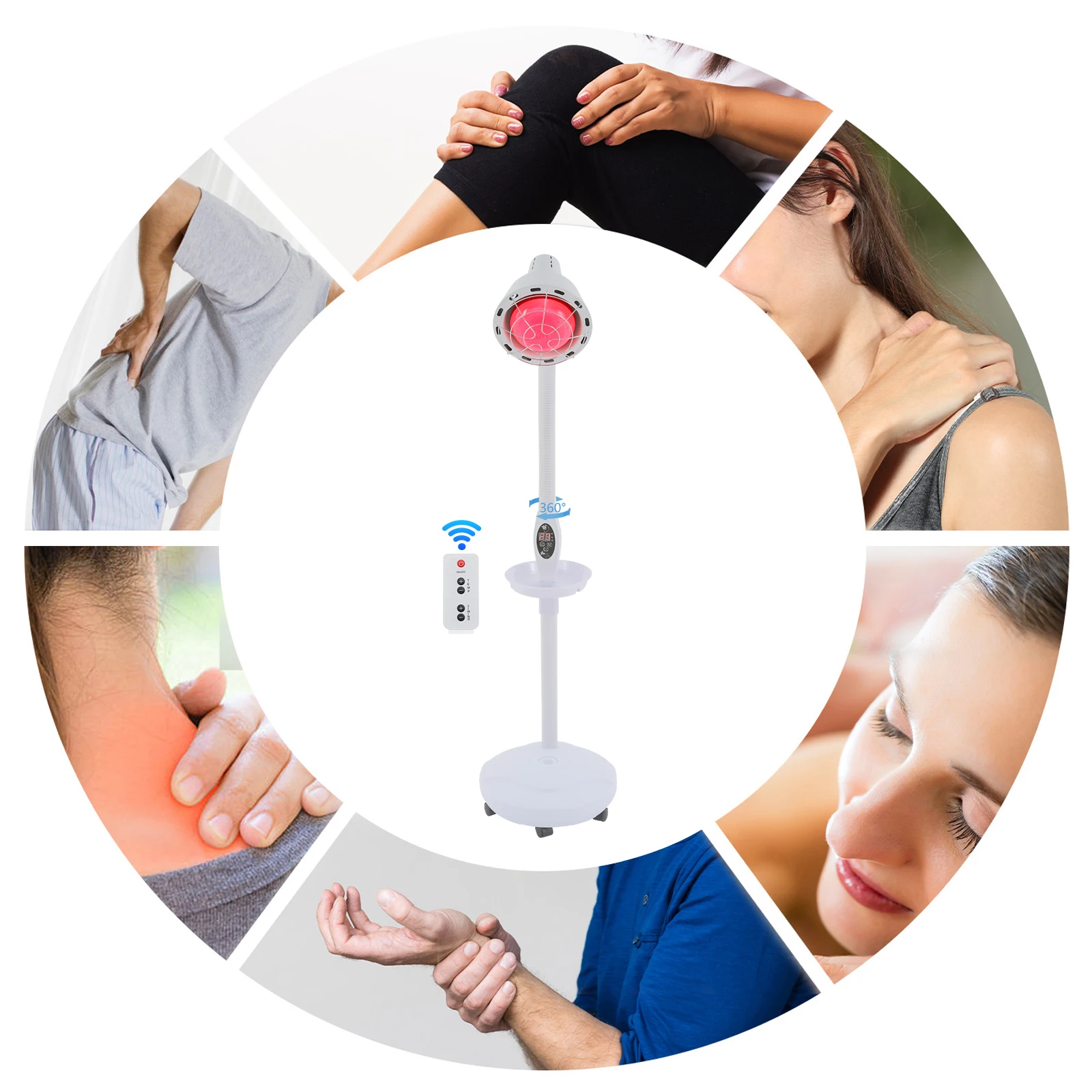 275W Heat Lamp w/Remote, Heat Light Therapy Bulb Muscle Pain Relief Therapeutic Lamp w/ Adjustable base and Timer