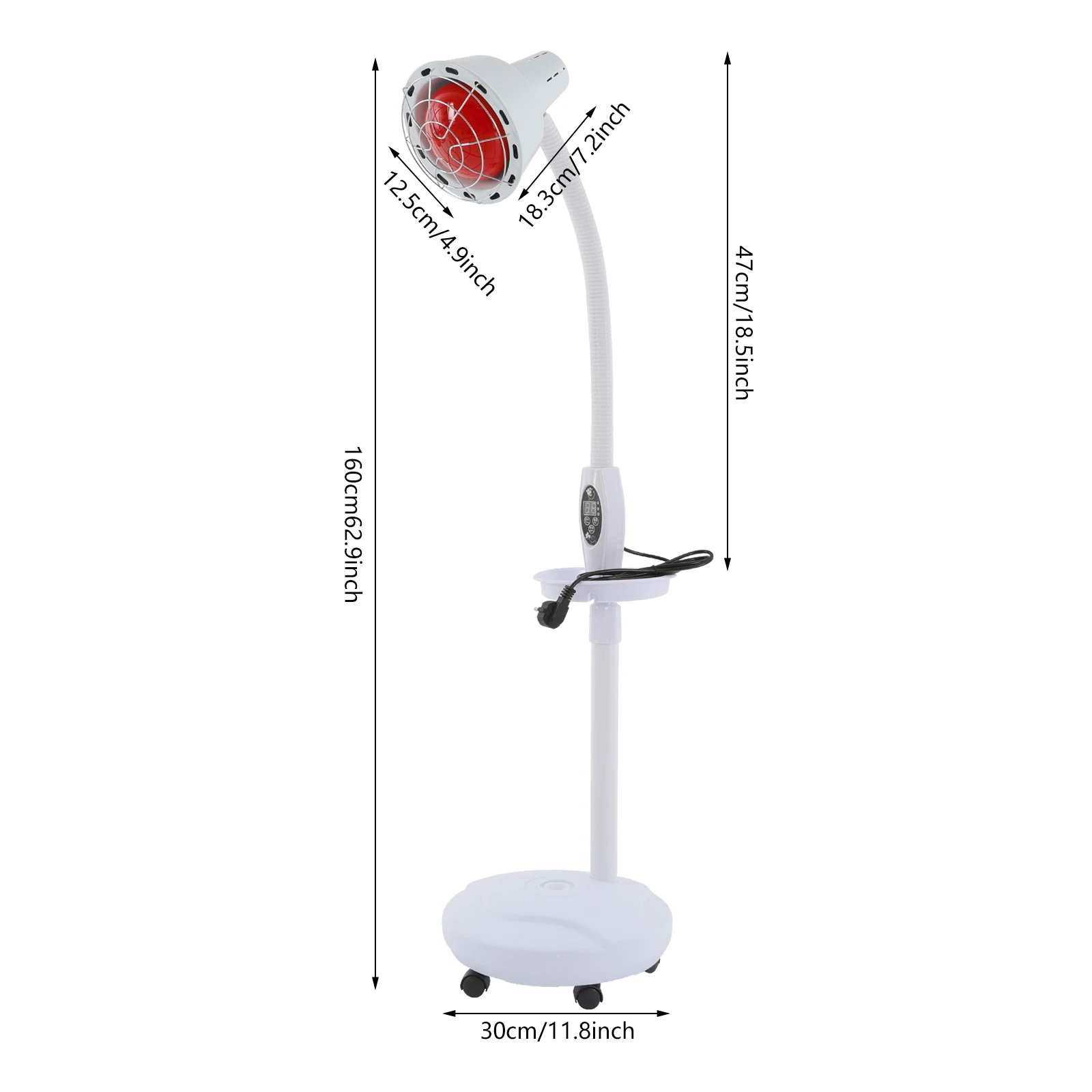 275W Heat Lamp w/Remote, Heat Light Therapy Bulb Muscle Pain Relief Therapeutic Lamp w/ Adjustable base and Timer