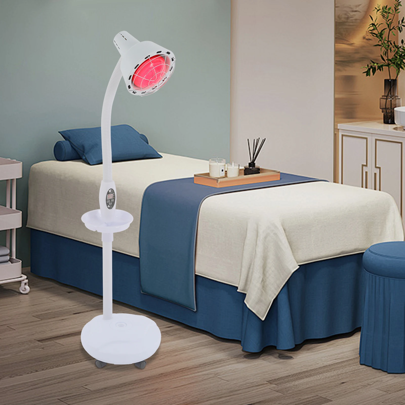 275W Heat Lamp w/Remote, Heat Light Therapy Bulb Muscle Pain Relief Therapeutic Lamp w/ Adjustable base and Timer