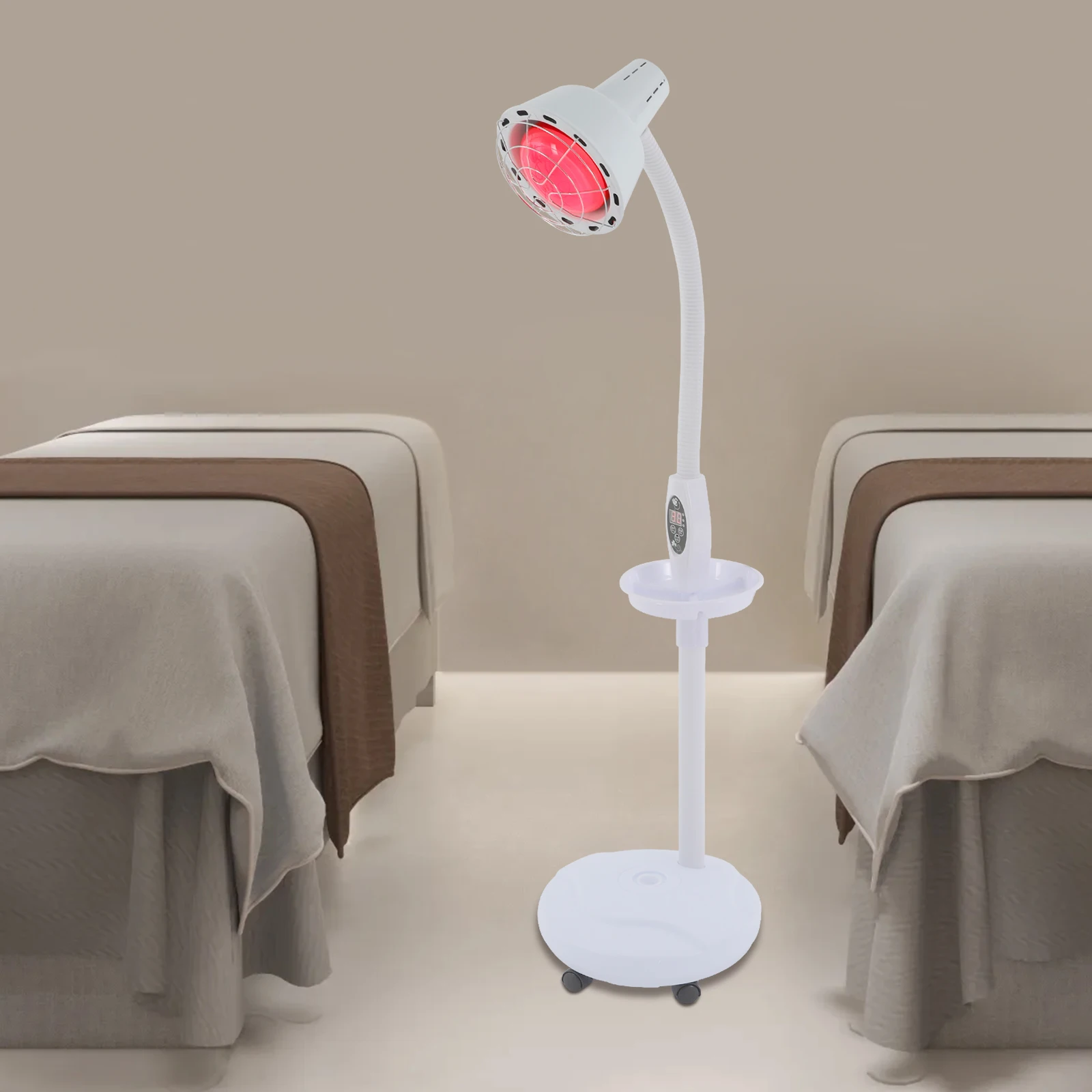 275W Heat Lamp w/Remote, Heat Light Therapy Bulb Muscle Pain Relief Therapeutic Lamp w/ Adjustable base and Timer