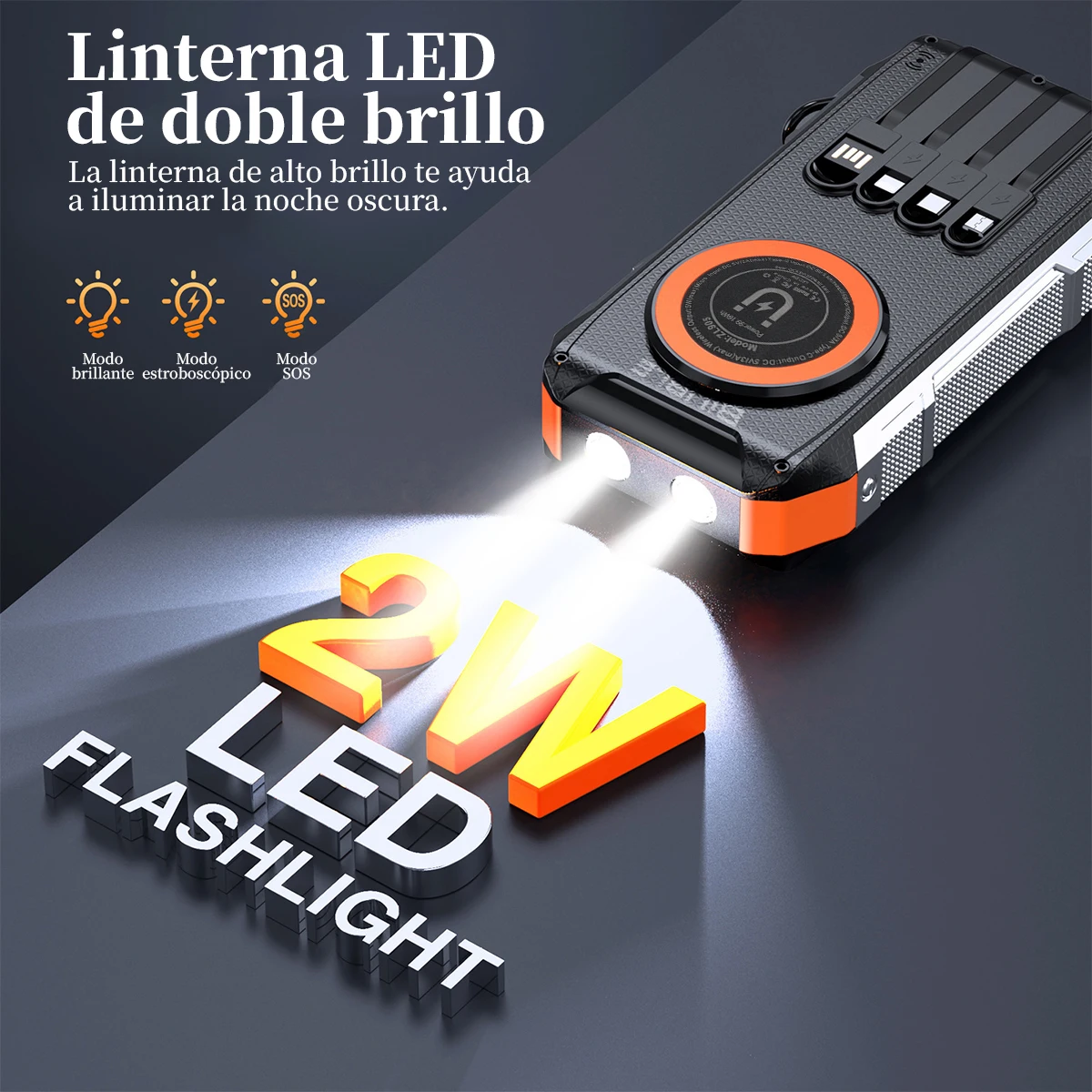 20000mAh Large Capacity Solar Panel Power Bank Outdoor Portable Phone Charger for iPhone 15 Samsung S21