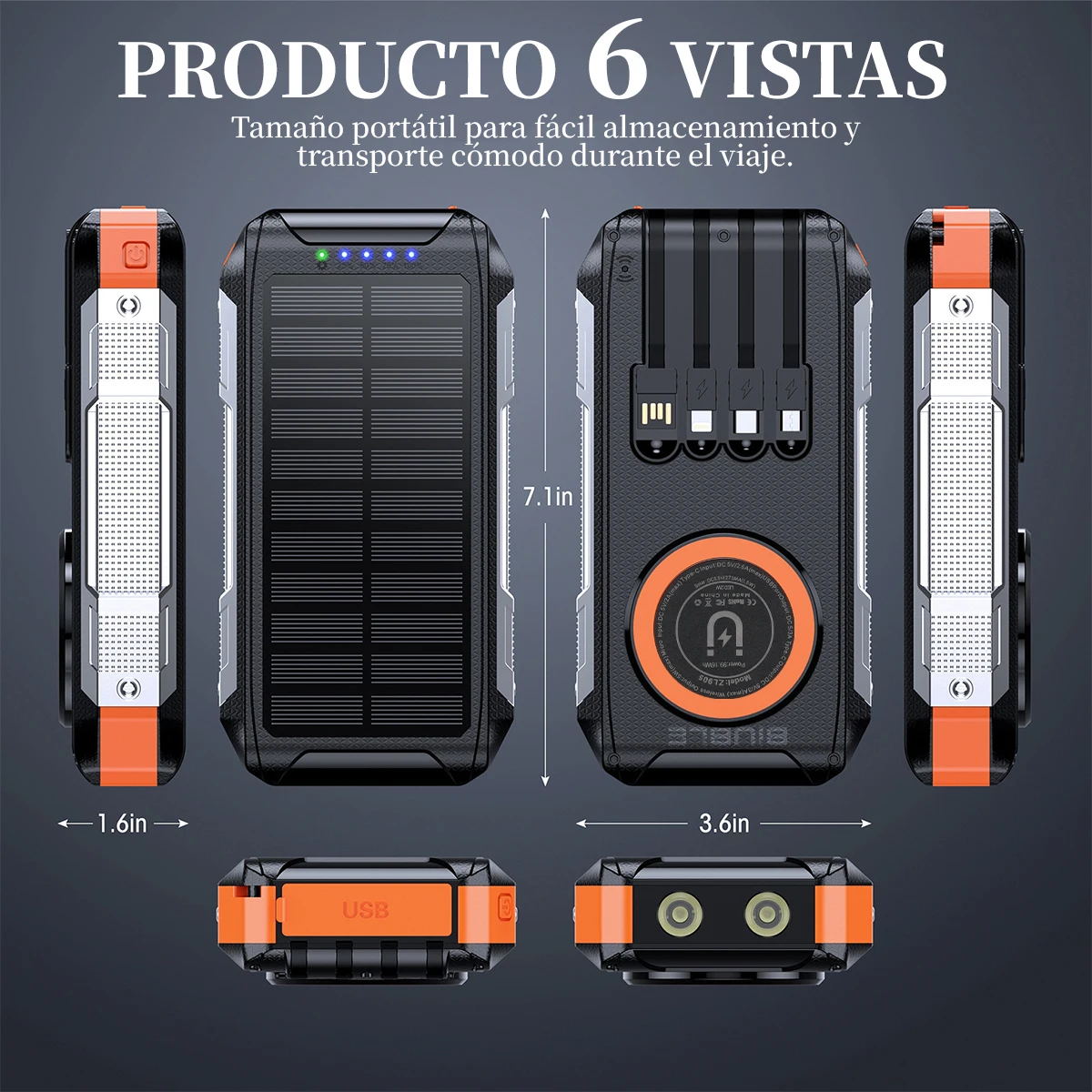 20000mAh Large Capacity Solar Panel Power Bank Outdoor Portable Phone Charger for iPhone 15 Samsung S21