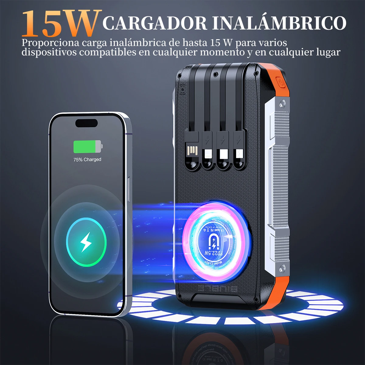 20000mAh Large Capacity Solar Panel Power Bank Outdoor Portable Phone Charger for iPhone 15 Samsung S21
